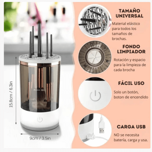 GlowBrush™ - Limpiador Eléctrico de Brochas de Maquillaje + ENVIO GRATIS